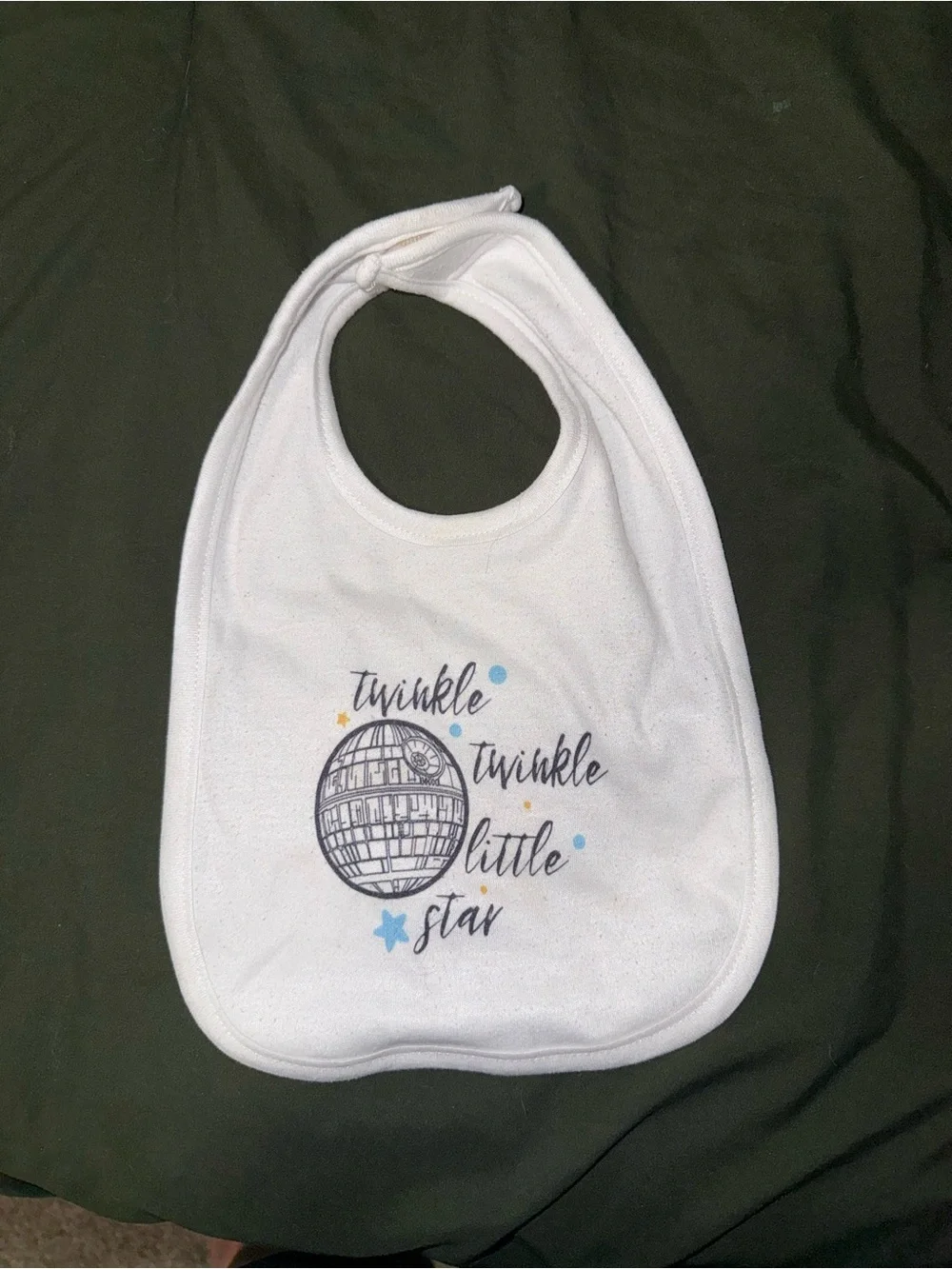 White Baby Bib with 'Twinkle Twinkle Little Star' Print